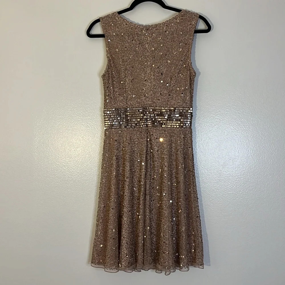 Ashley Lauren | Blush Pink fit n flare beaded & sequins Women’s size 2 sparkly - Picture 6 of 12